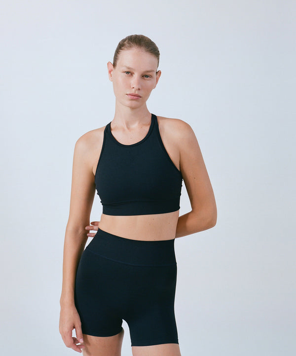 Performance High Neck Sports Bra - Black