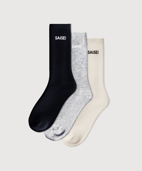 Soft Rib Socks - 3 Pack - Navy / Heather Grey / Pearl