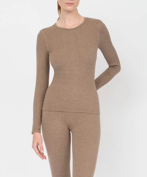 Anja Long Sleeve Top - Hazelnut Mélange
