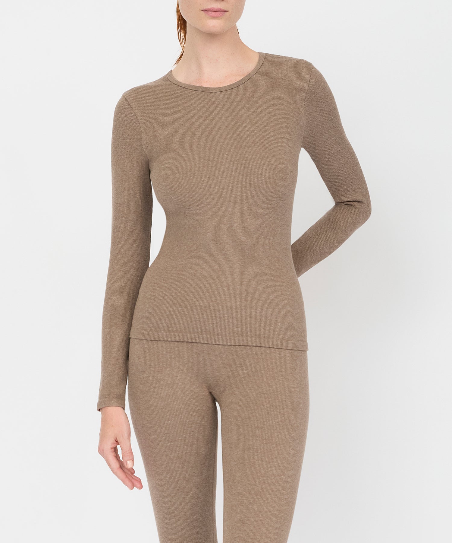 Anja Long Sleeve Top - Hazelnut Mélange