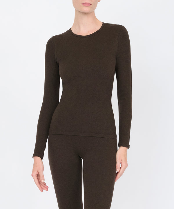 Anja Long Sleeve Top - Sepia Mélange