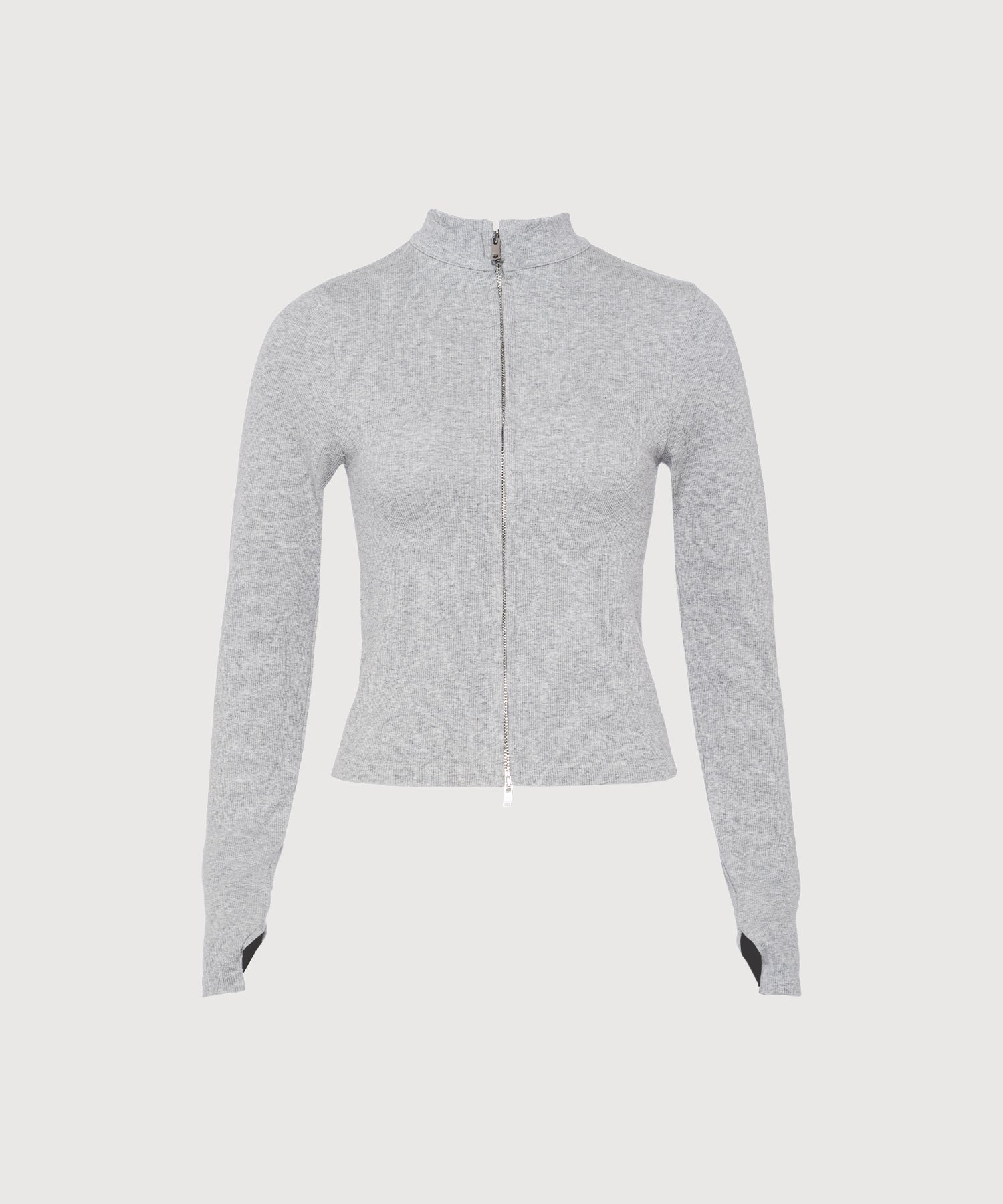 Tilda Crop Full Zip Jacket - Grey Mélange