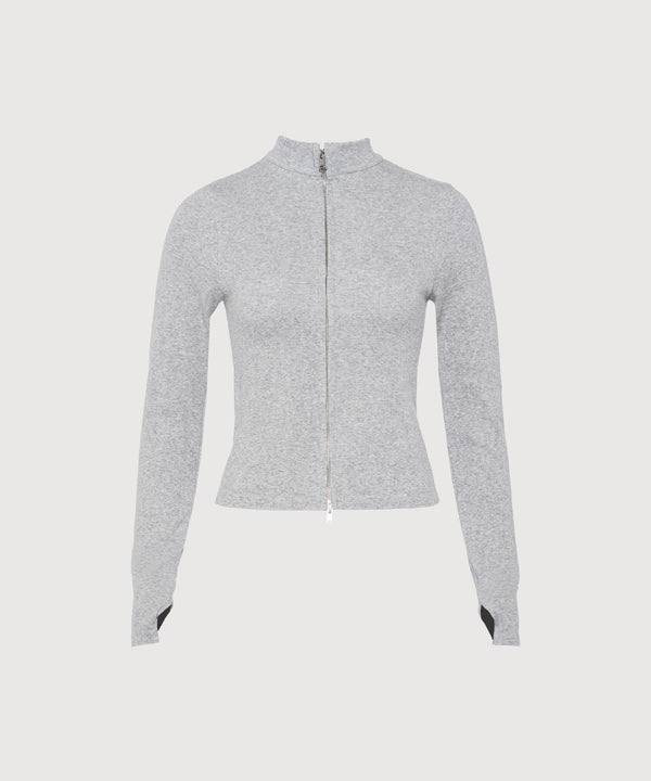 Tilda Crop Full Zip Jacket - Grey Mélange