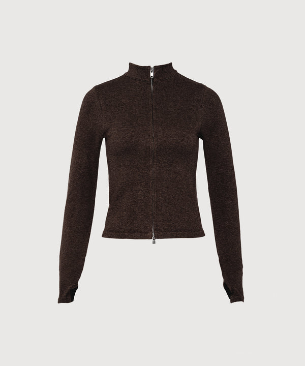 Tilda Crop Full Zip Jacket - Sepia Mélange