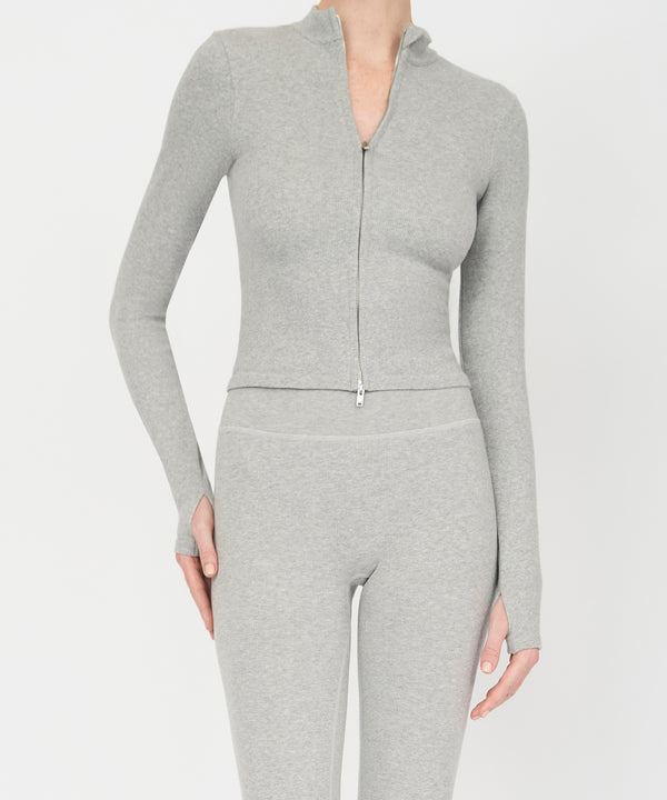 Tilda Crop Full Zip Jacket - Grey Mélange