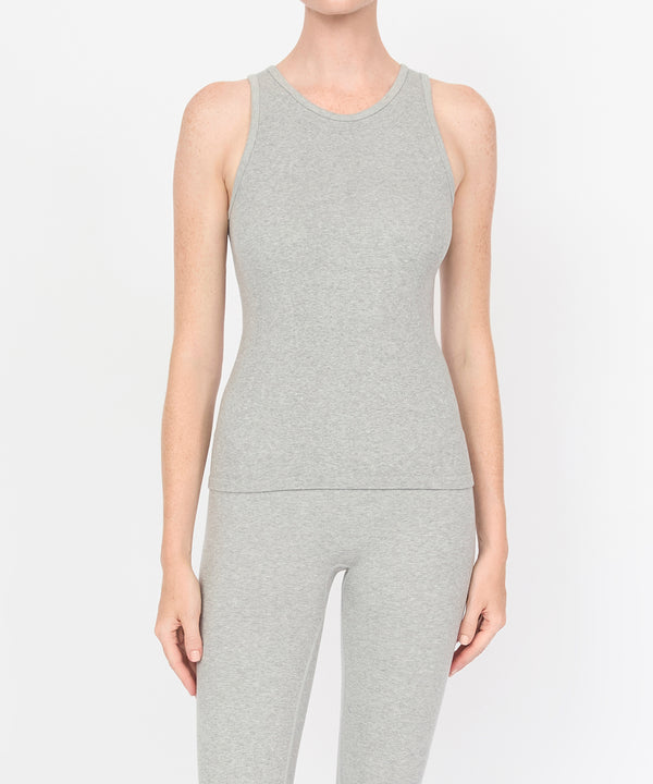 Carly High Neck Tank - Grey Mélange
