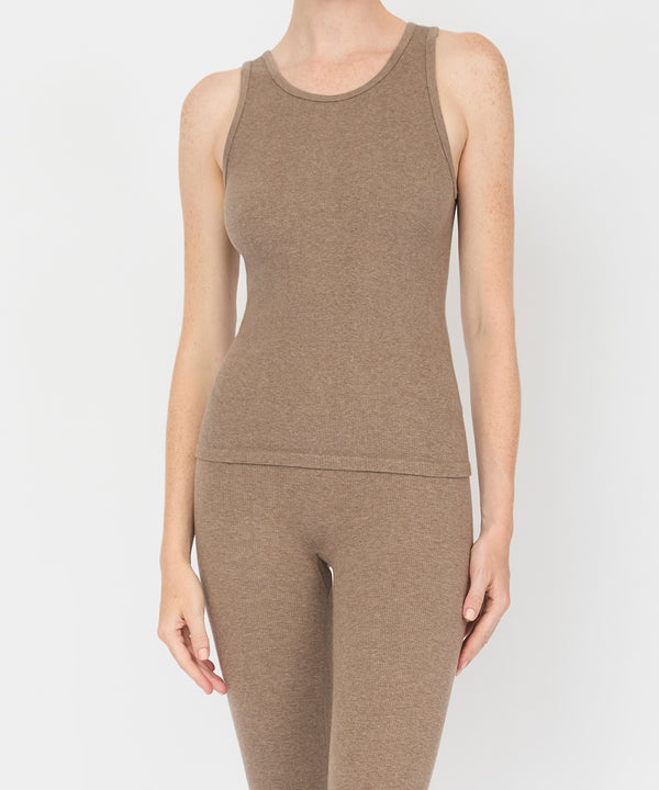 Carly High Neck Tank - Hazelnut Mélange