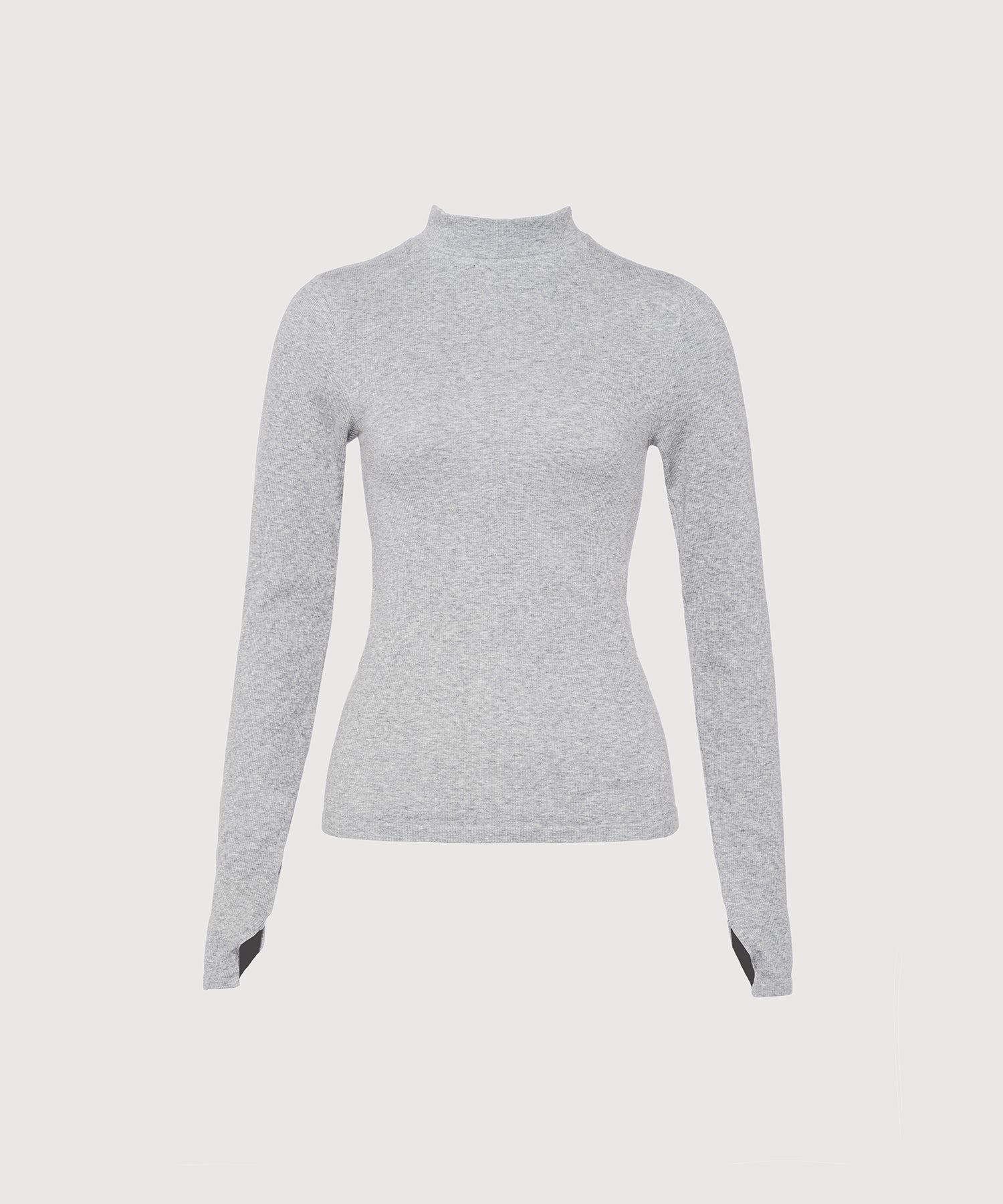 Eve Turtleneck Top - Grey Mélange