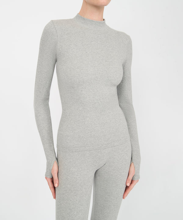 Eve Turtleneck Top - Grey Mélange