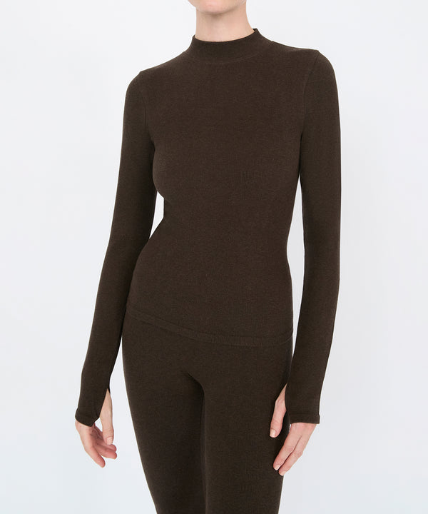 Eve Turtleneck Top - Sepia Mélange