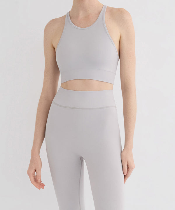 Performance High Neck Sports Bra - Pebble