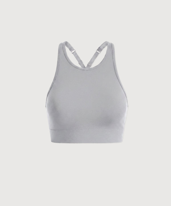High Neck Movement Bra - Pebble