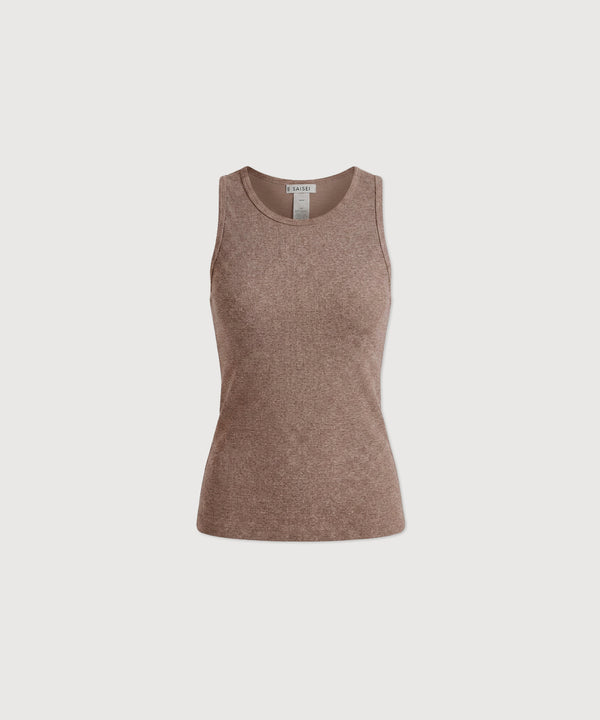 Carly High Neck Tank - Hazelnut Mélange