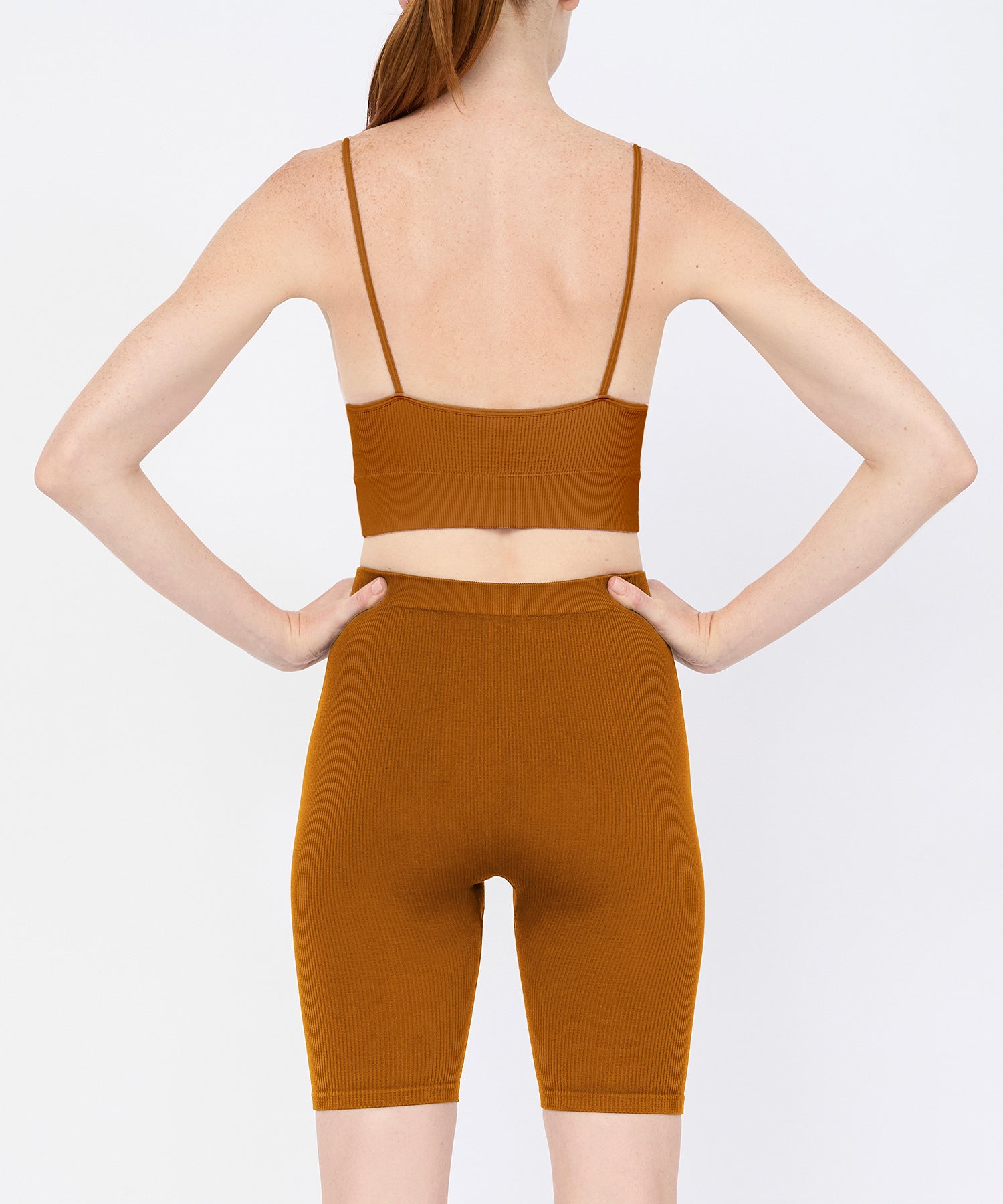 Joanne Rib Short Legging 6" - Terracotta