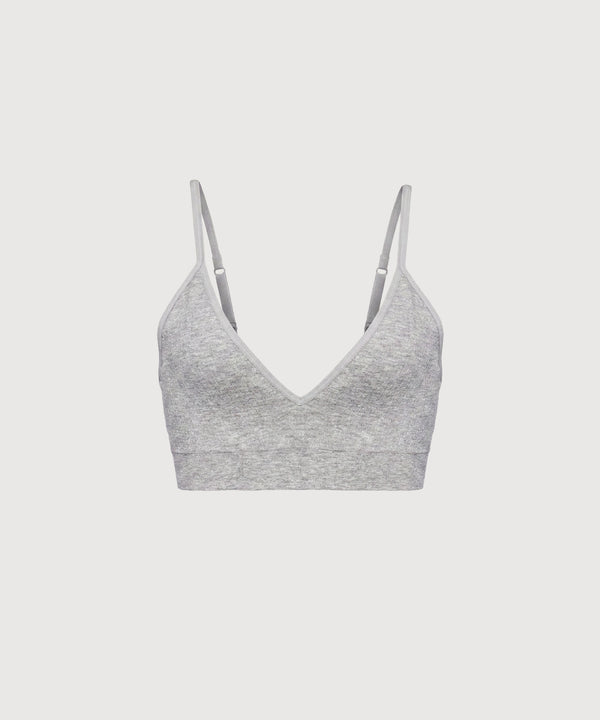 Seamless Cotton Triangle Bra - Heather Grey