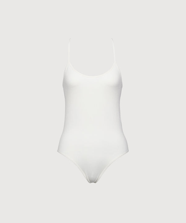 T-Back Seamless Cotton Bodysuit - Pearl