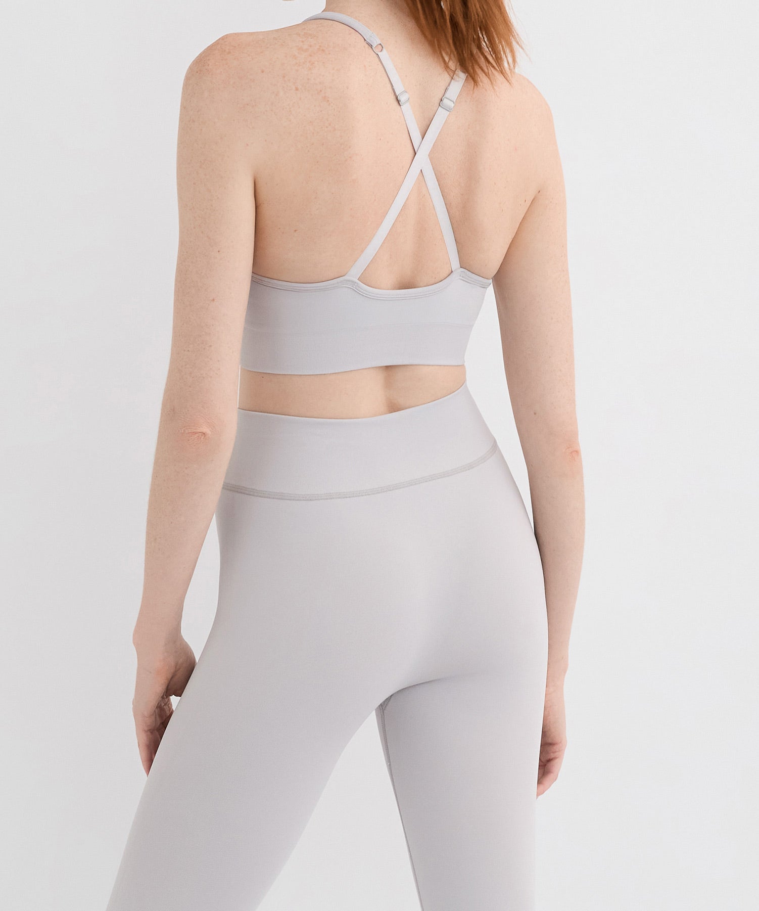 Performance High Neck Sports Bra - Pebble