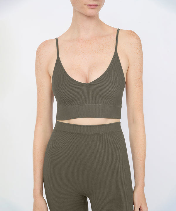 Bianca Rib Bralette - Olive