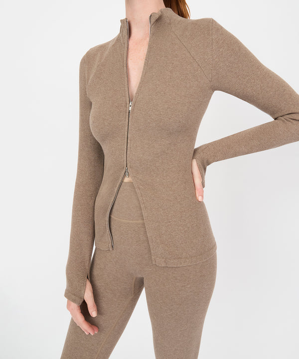 Juliette Seam Full Zip Jacket - Hazelnut Mélange