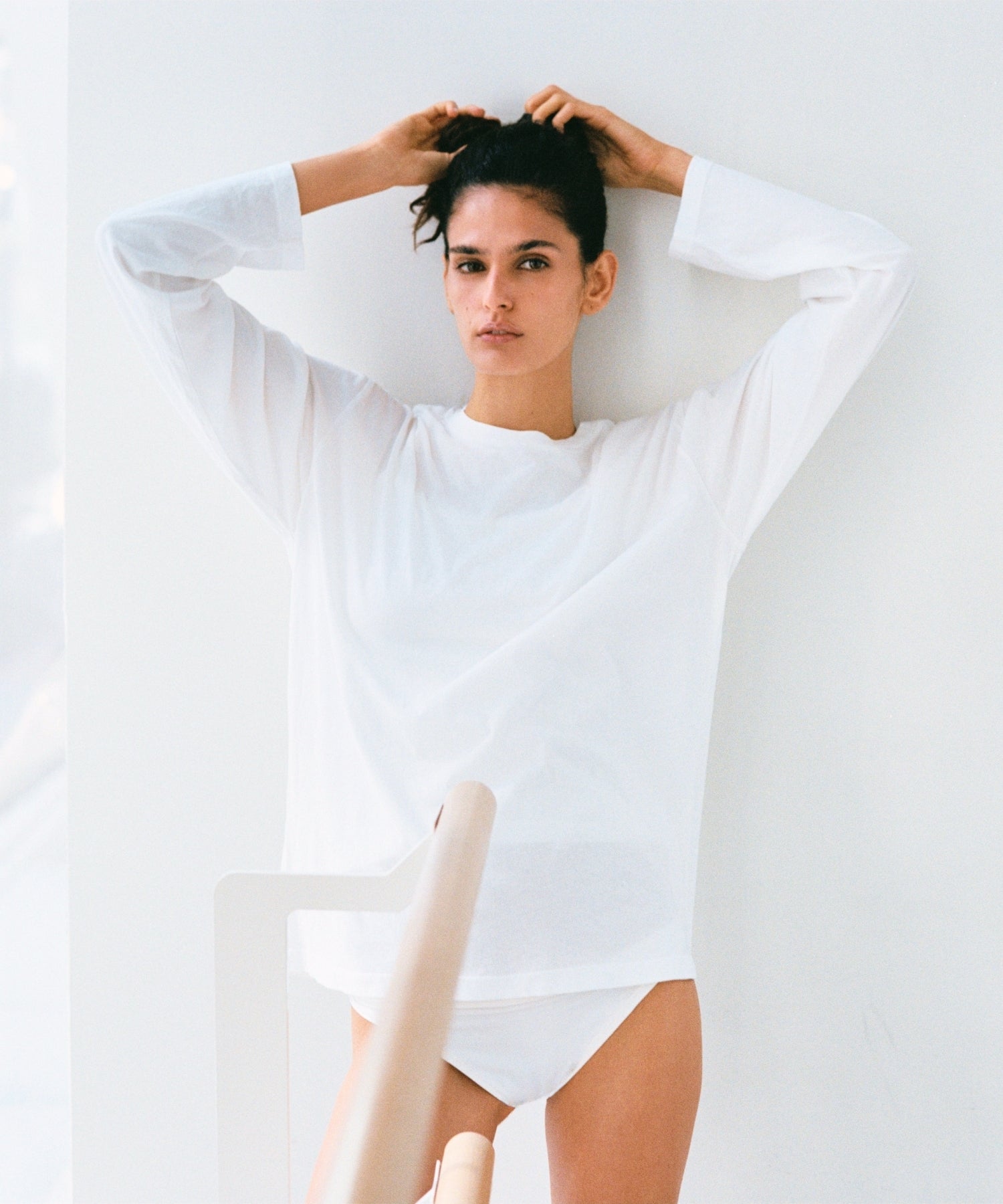 Everyday Cotton Loose Long Sleeve Tee - Polar White