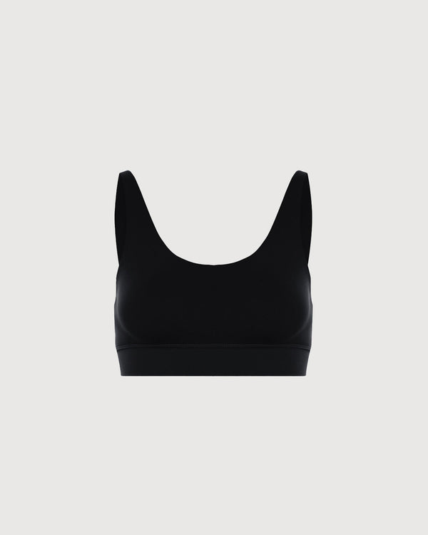Double Scoop Bra Top - Black
