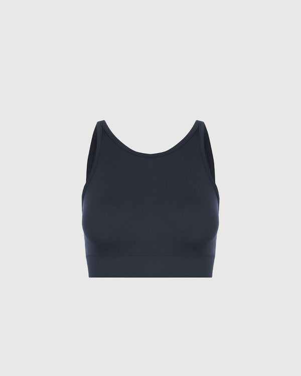 Performance High Neck Sports Bra - Navy