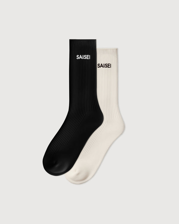 Essential Rib Comfort Sock - 2 Pack - Black / White