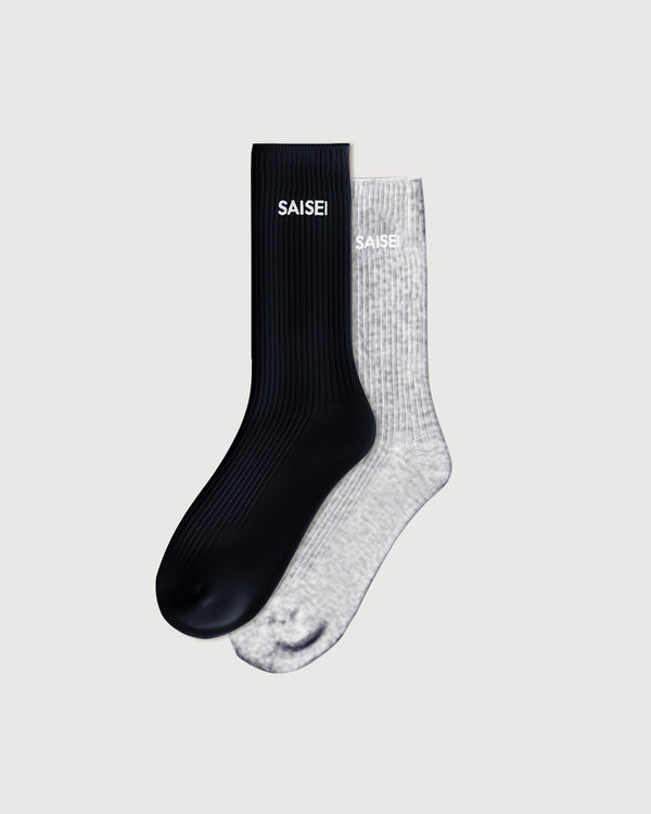 Essential Rib Comfort Sock - 2 Pack - Heather Grey / Navy