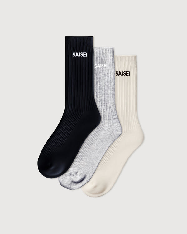 Soft Rib Socks - 3 Pack - Navy / Heather Grey / White
