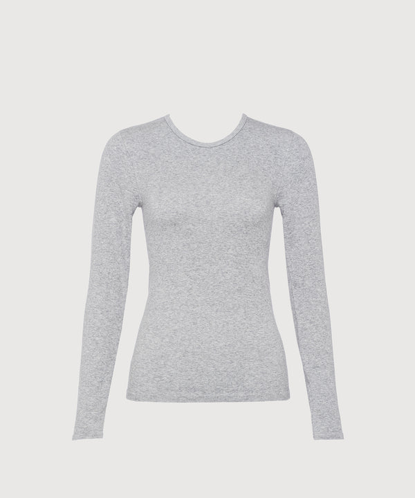 Anja Long Sleeve Top - Grey Mélange