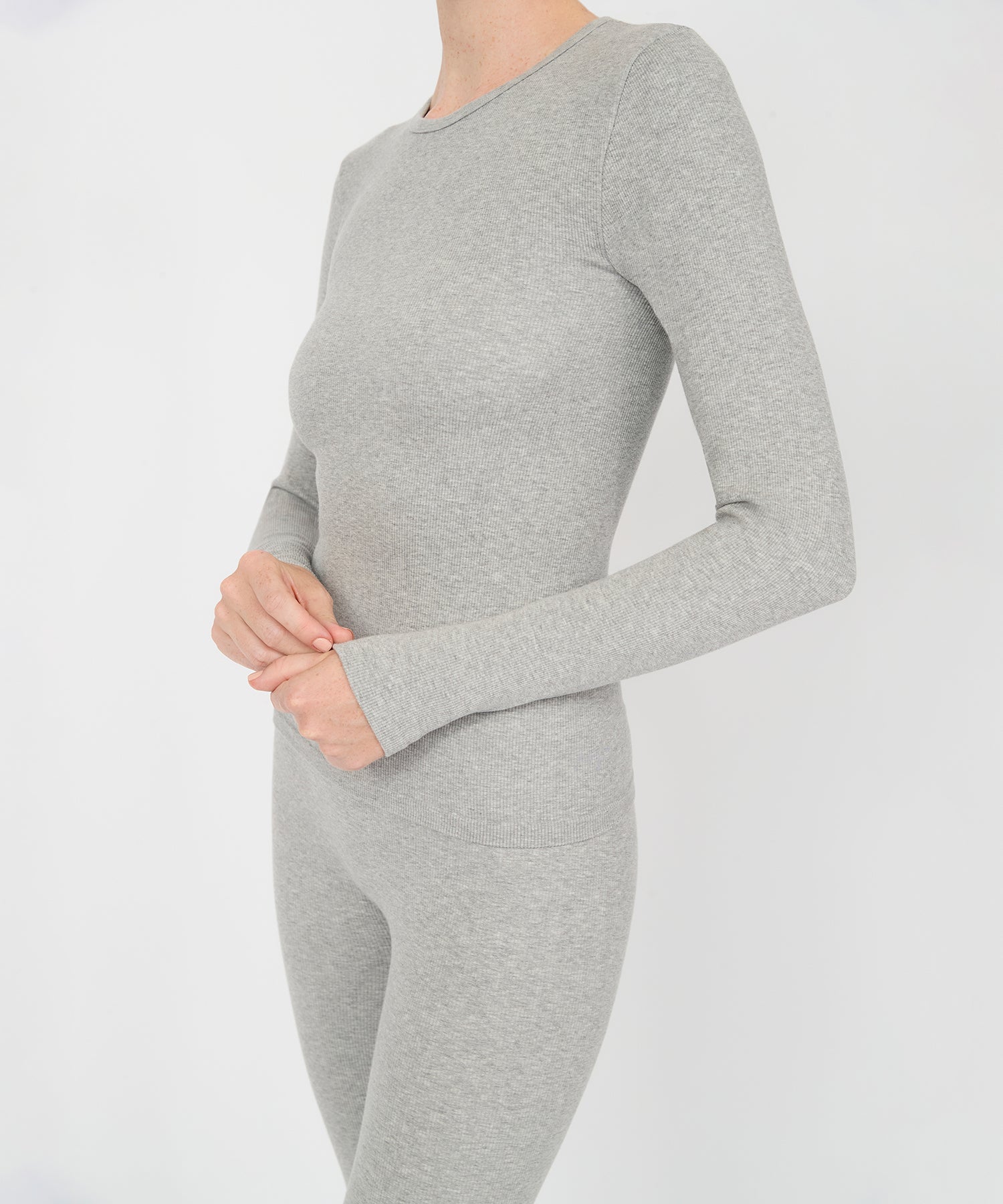 Anja Long Sleeve Top - Grey Mélange