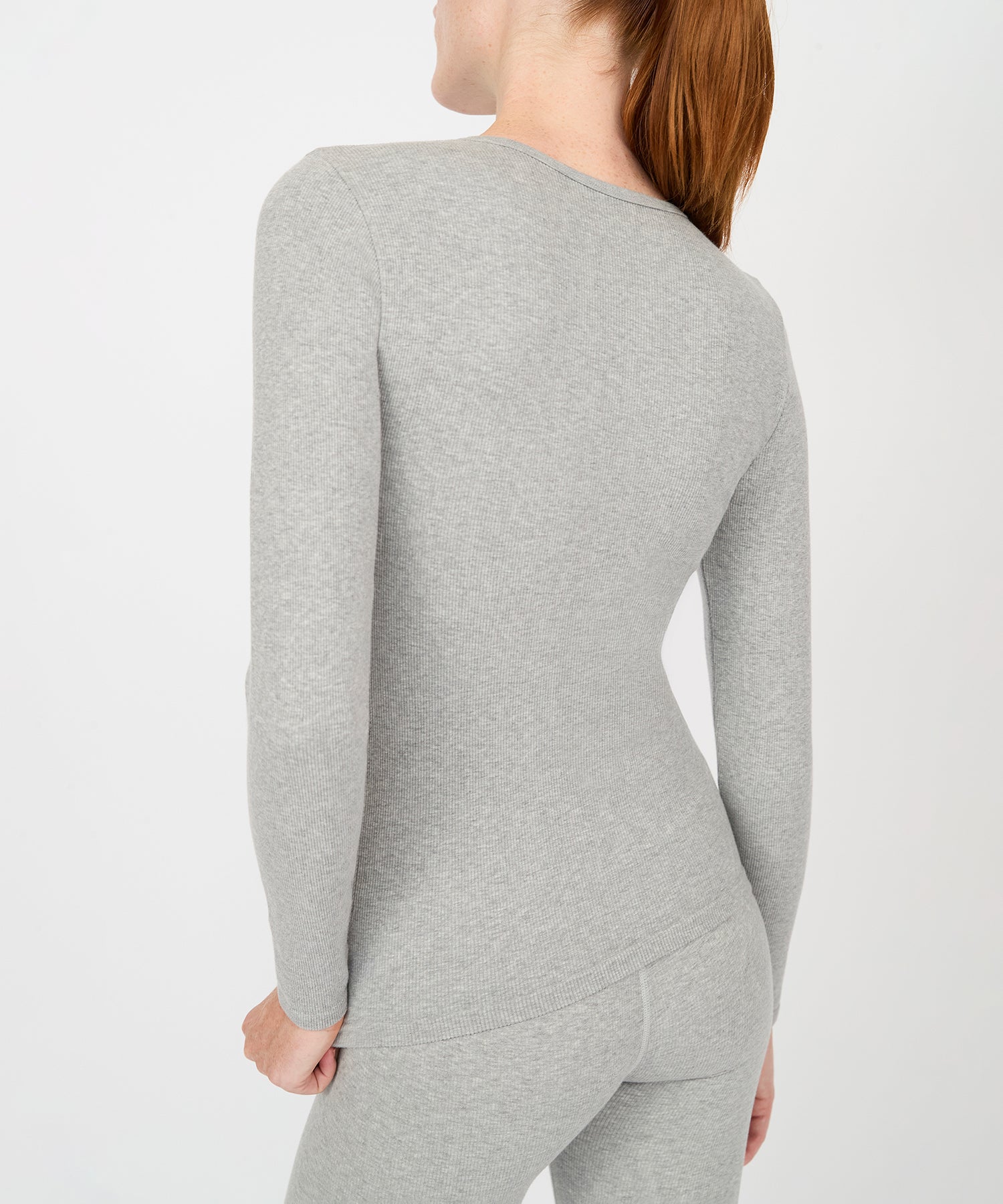 Anja Long Sleeve Top - Grey Mélange