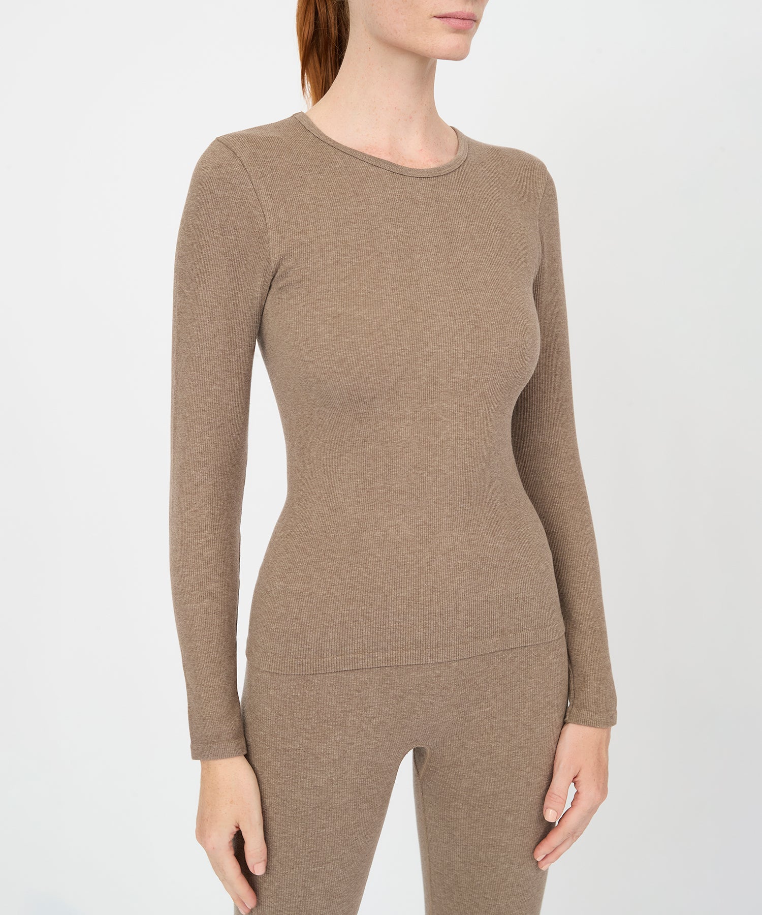 Anja Long Sleeve Top - Hazelnut Mélange