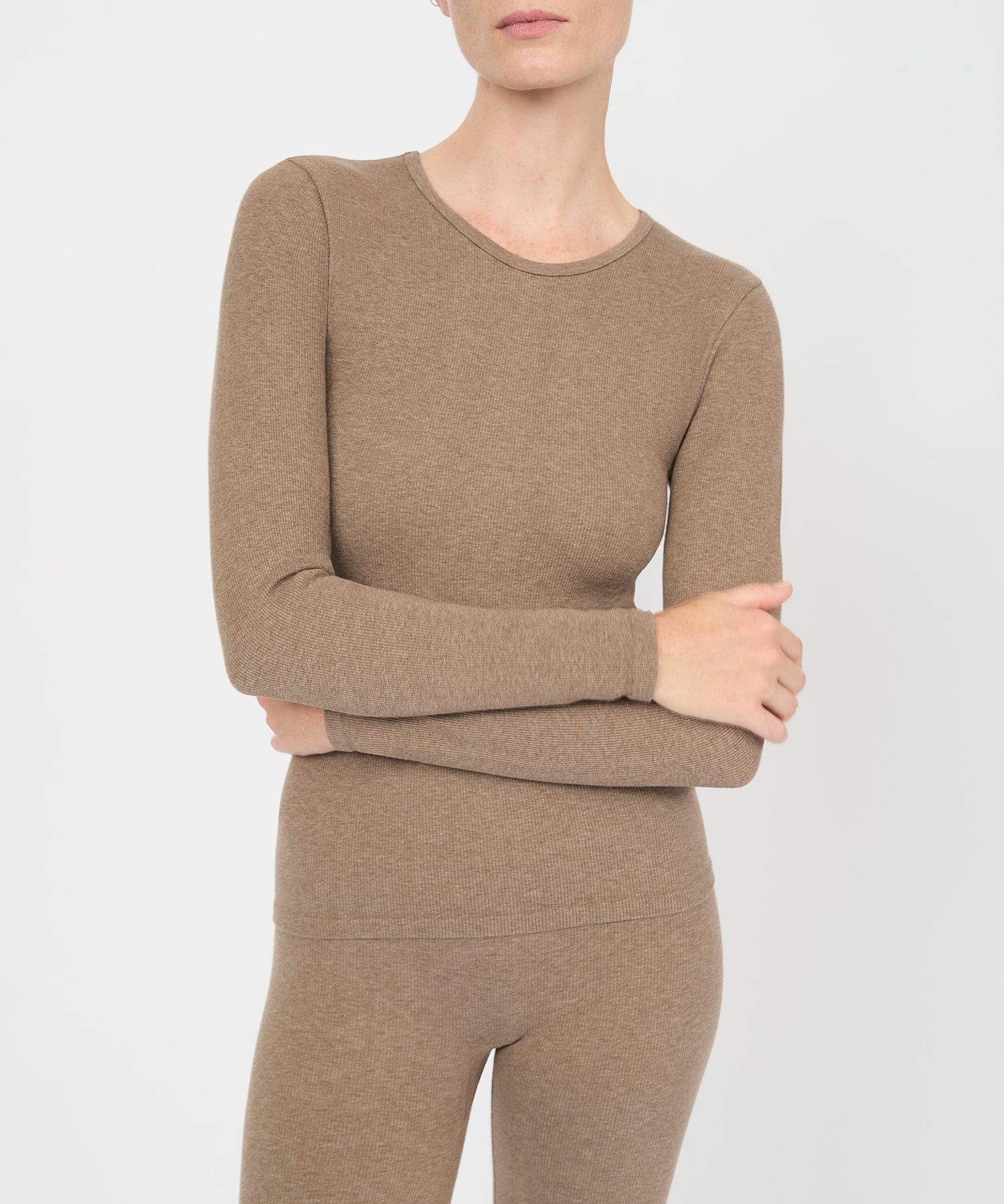 Anja Long Sleeve Top - Hazelnut Mélange