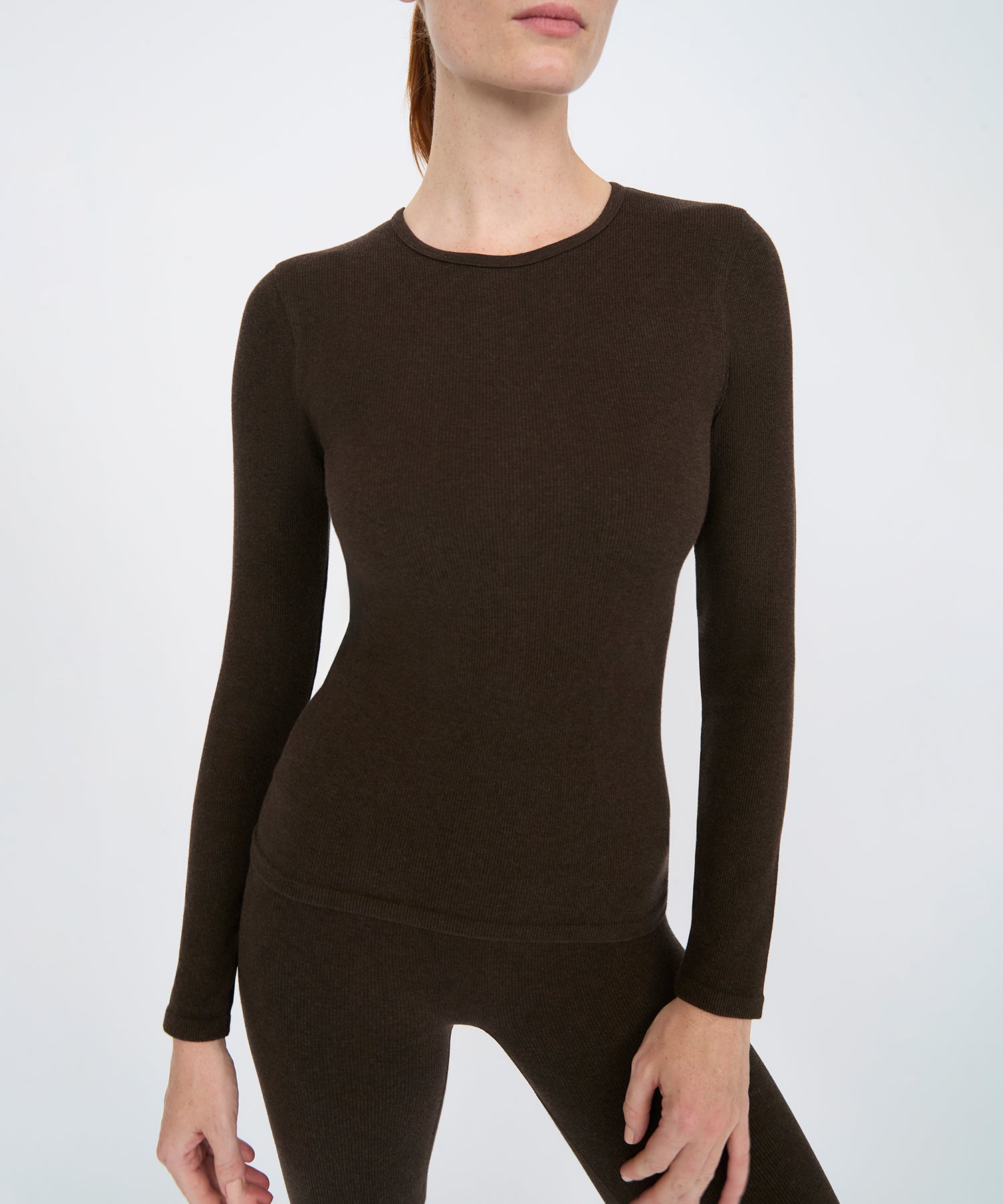 Anja Long Sleeve Top - Sepia Mélange
