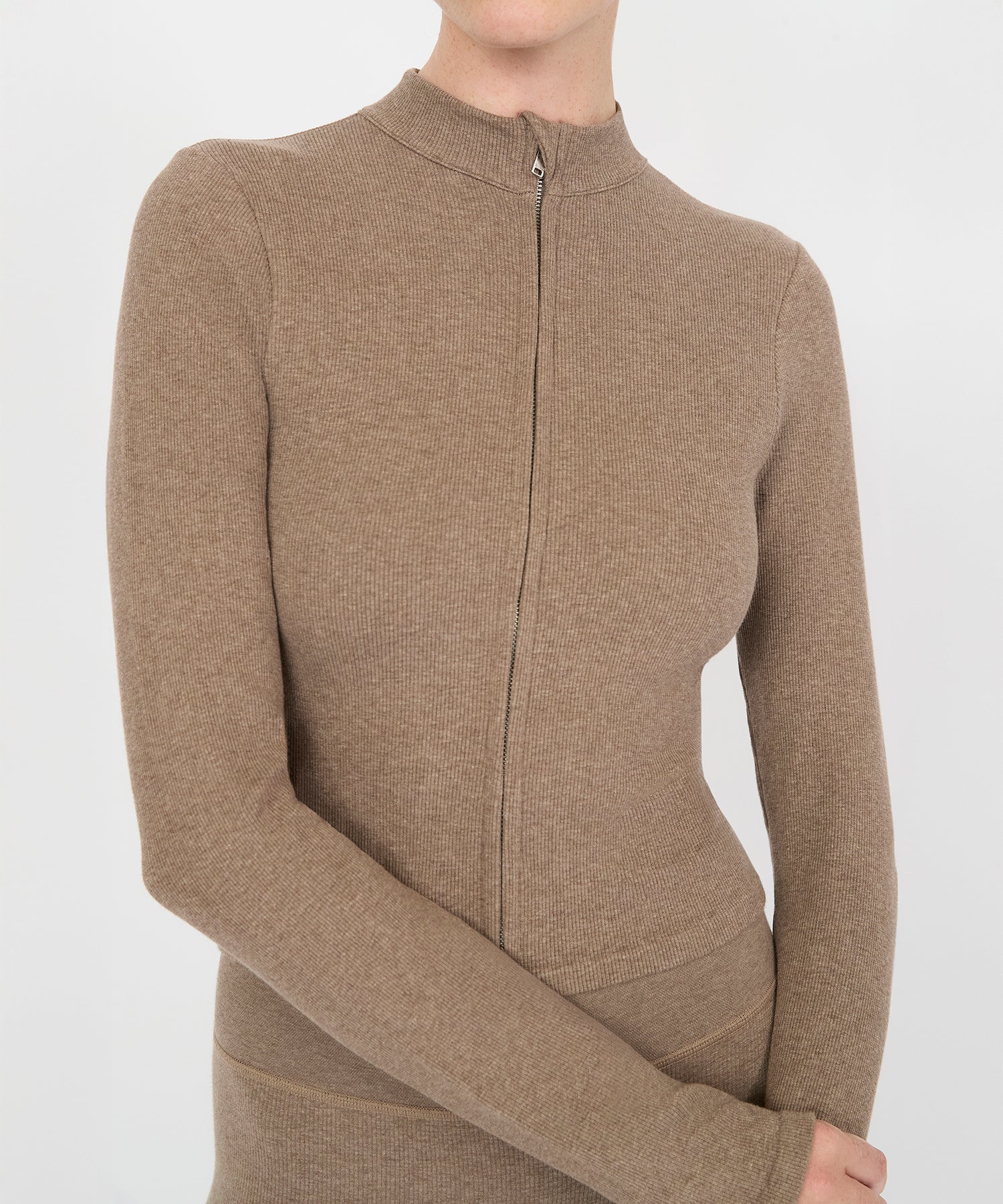 Tilda Crop Full Zip Jacket - Hazelnut Mélange