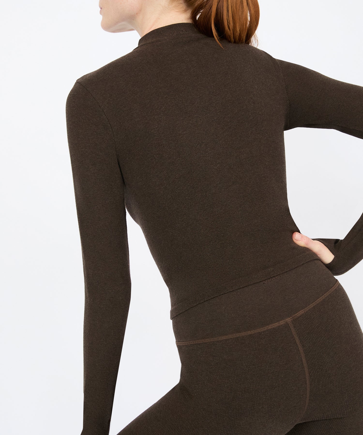 Tilda Crop Full Zip Jacket - Sepia Mélange