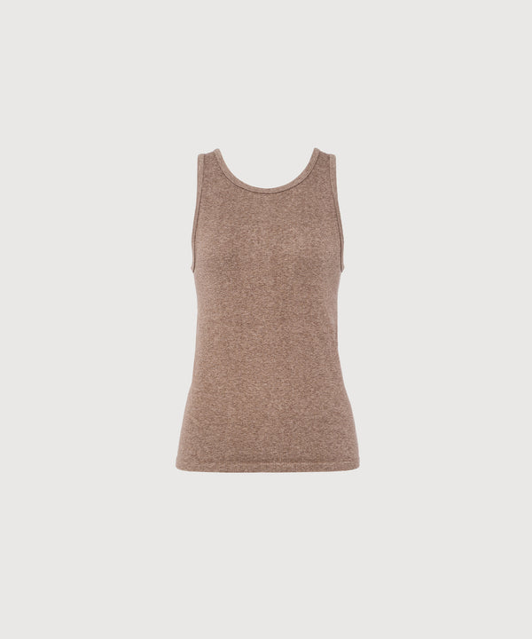 Carly High Neck Tank - Hazelnut Mélange
