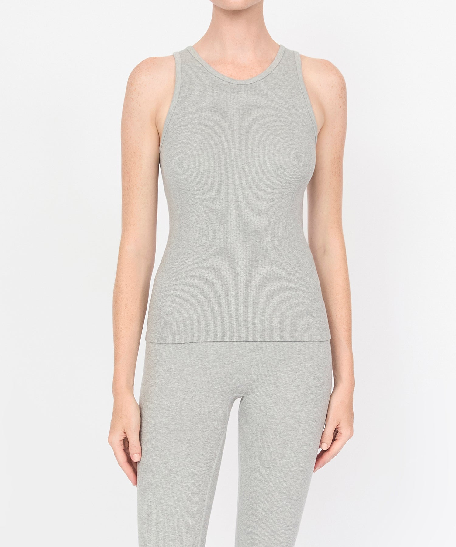Carly High Neck Tank - Grey Mélange