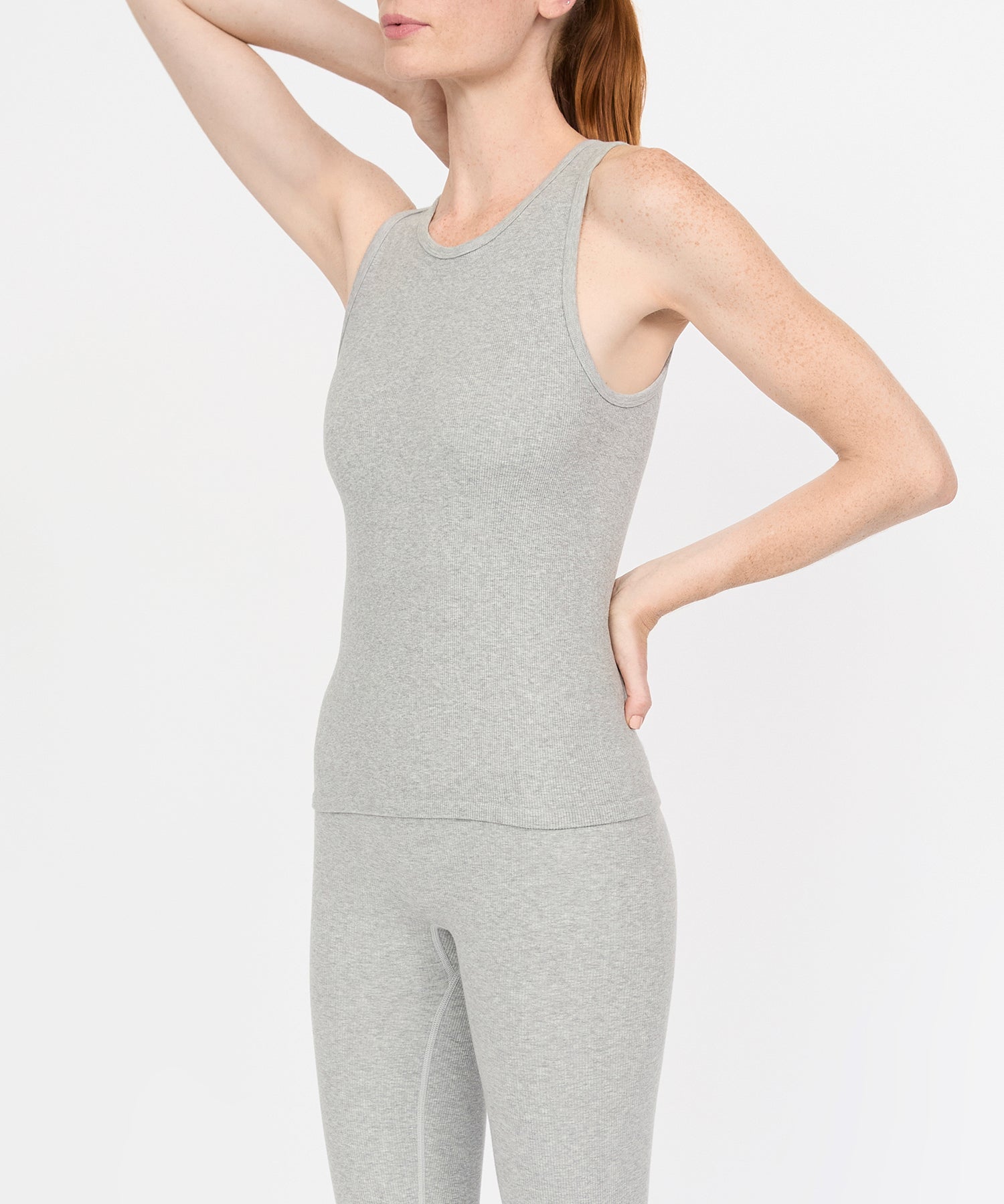 Carly High Neck Tank - Grey Mélange