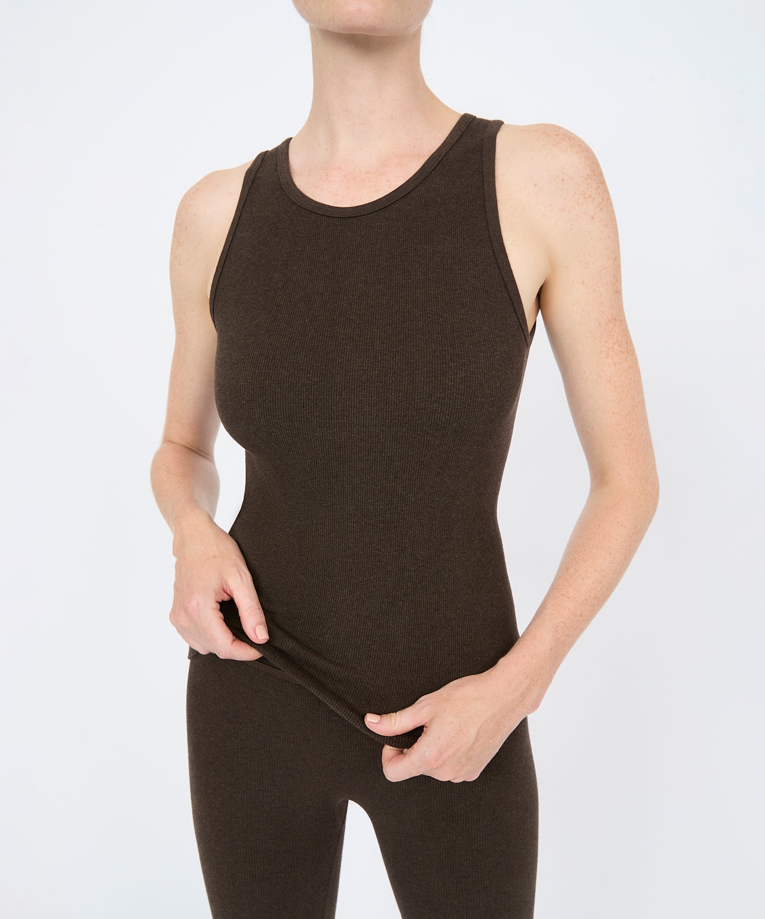 Carly High Neck Tank - Sepia Mélange