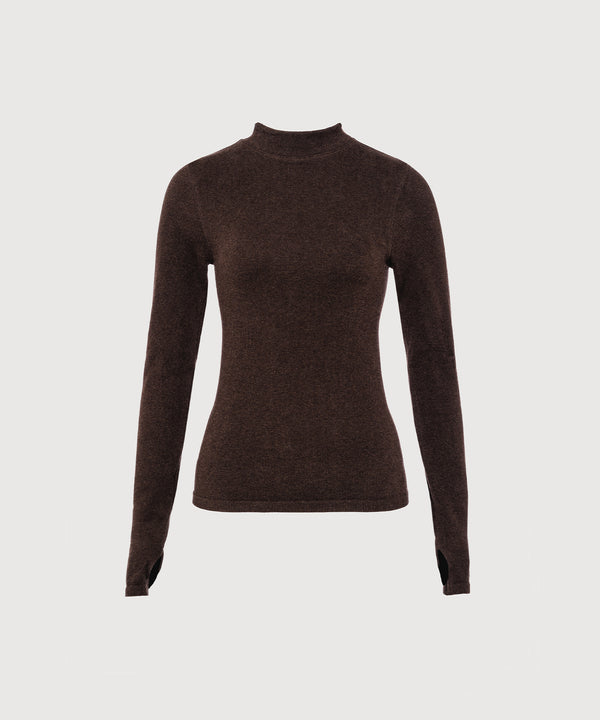 Eve Turtleneck Top - Sepia Mélange
