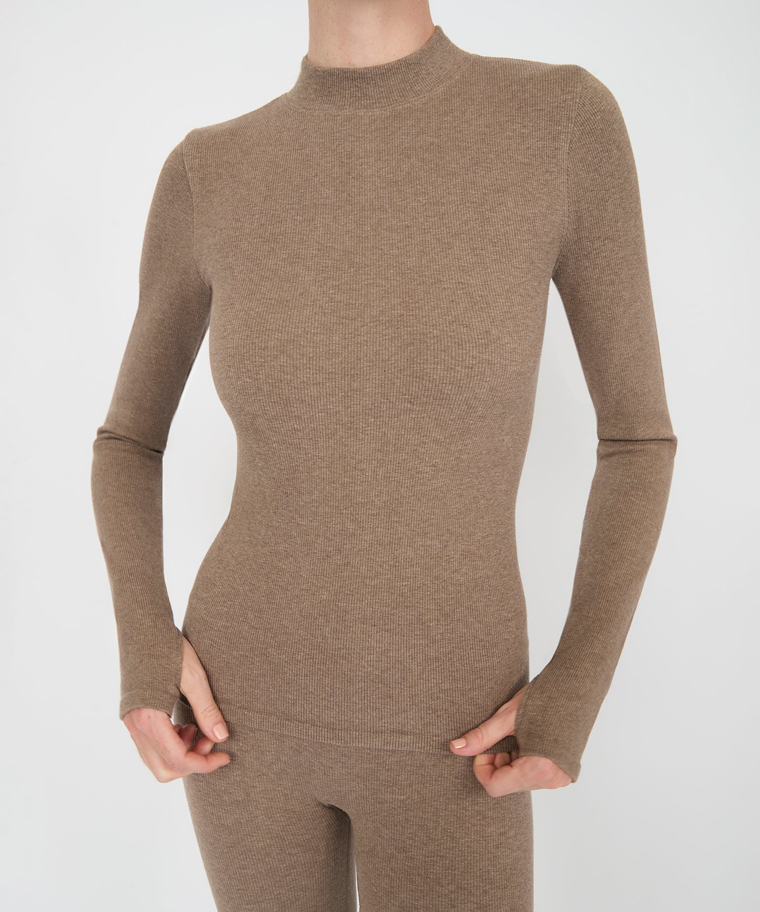 Eve Turtleneck Top - Hazelnut Mélange