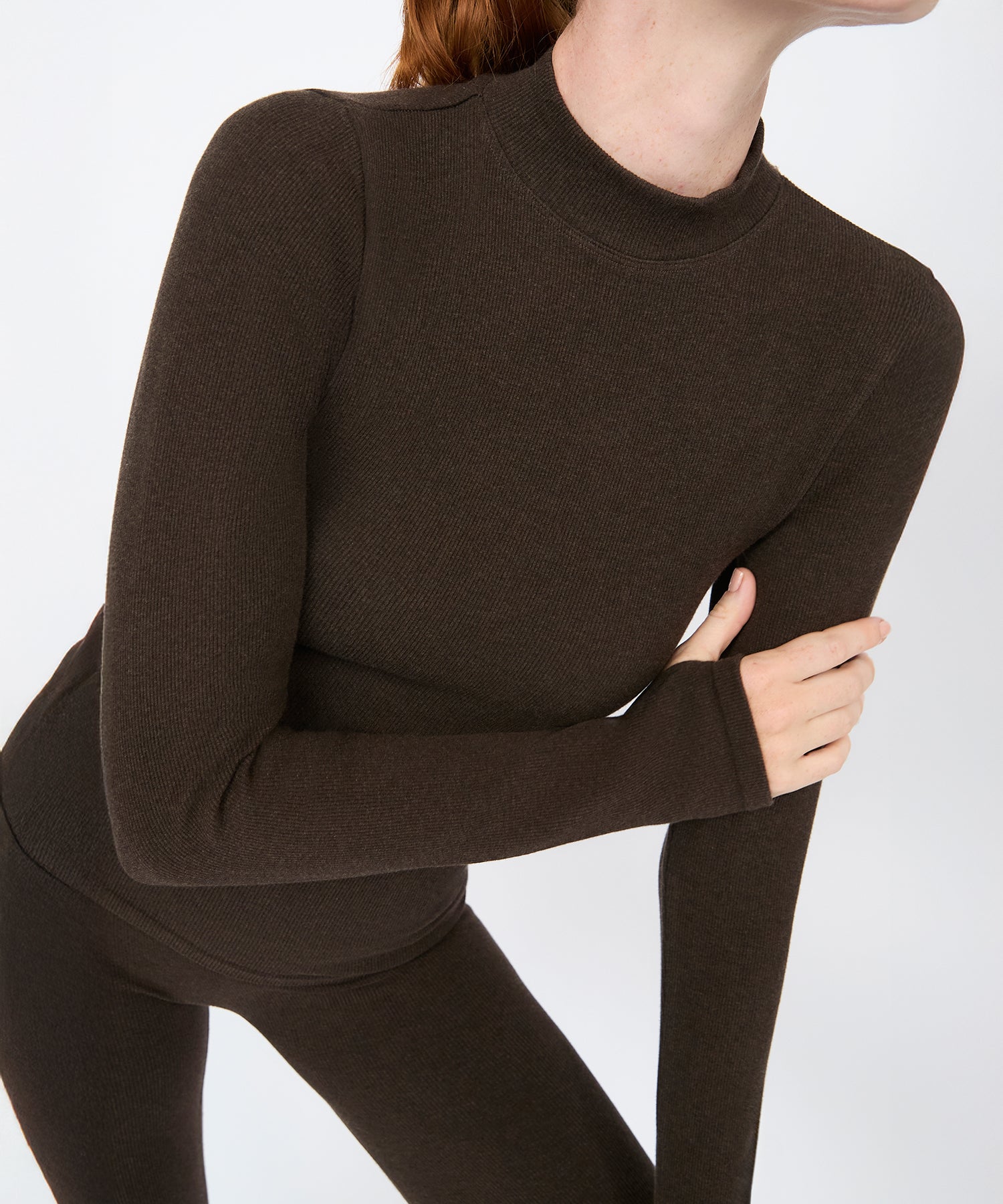 Eve Turtleneck Top - Sepia Mélange