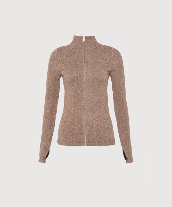 Juliette Seam Full Zip Jacket - Hazelnut Mélange