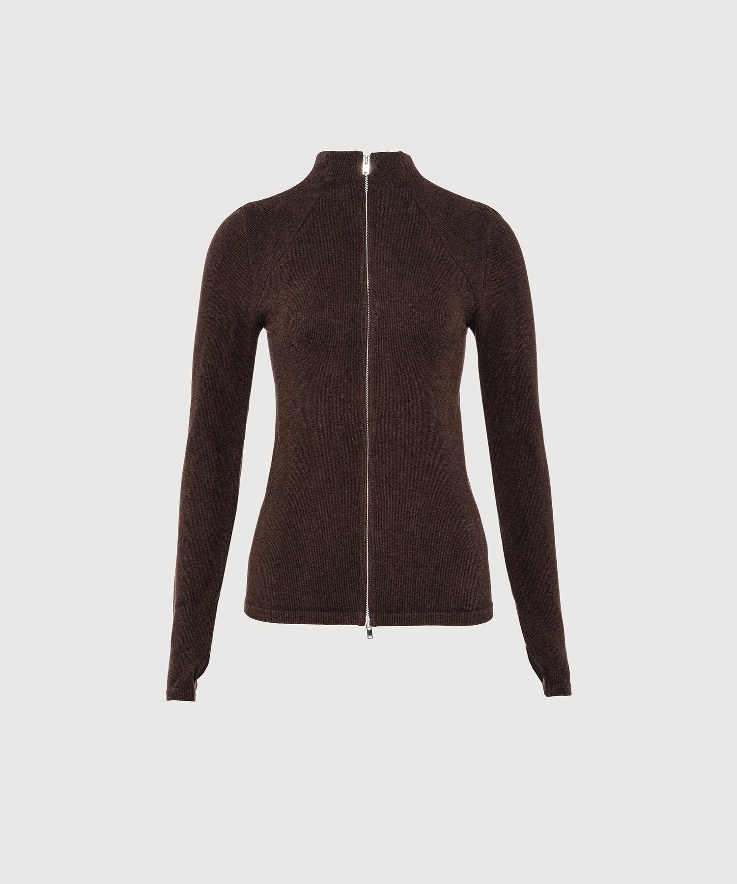 Juliette Seam Full Zip Jacket - Sepia Mélange