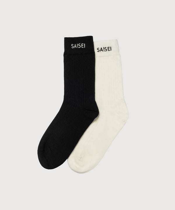 Essential Rib Comfort Sock - 2 Pack - Black / White