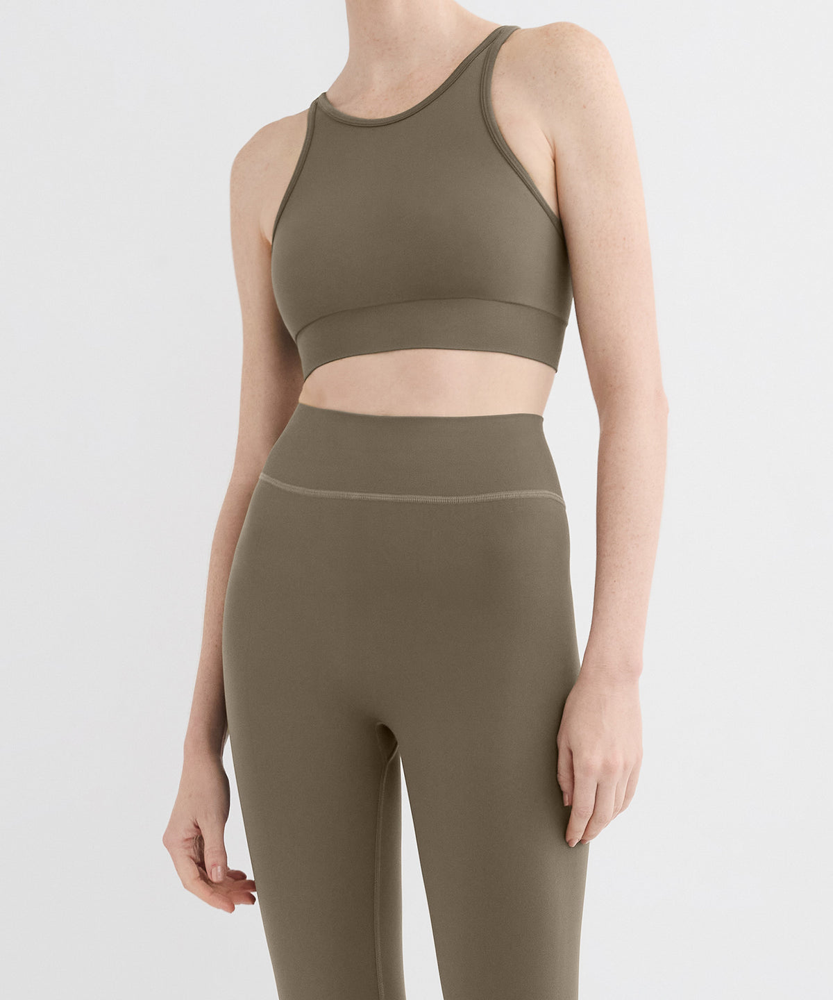 Performance High Neck Sports Bra - Olive