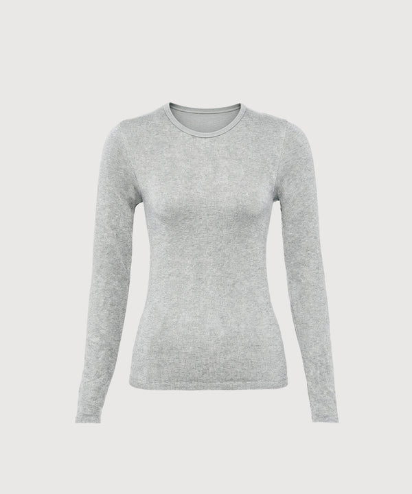 Anja Long Sleeve Top - Grey Mélange