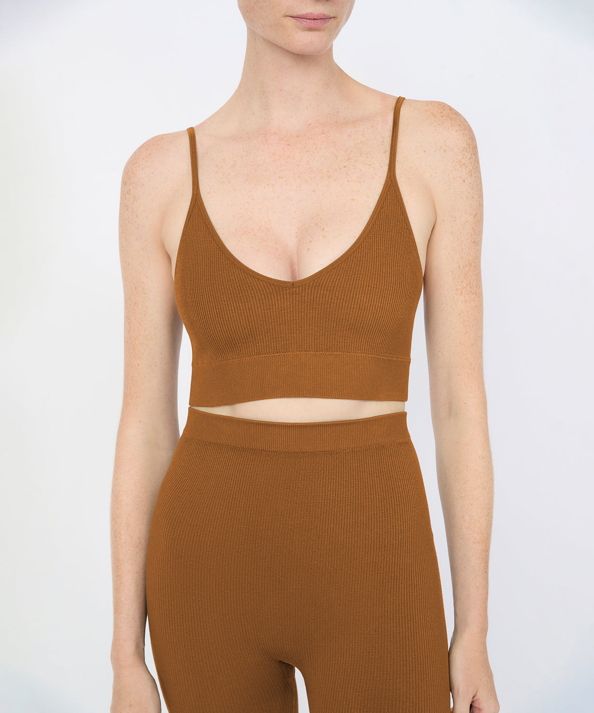 Micro Rib Terracotta Bianca Rib Bralette - Terracotta